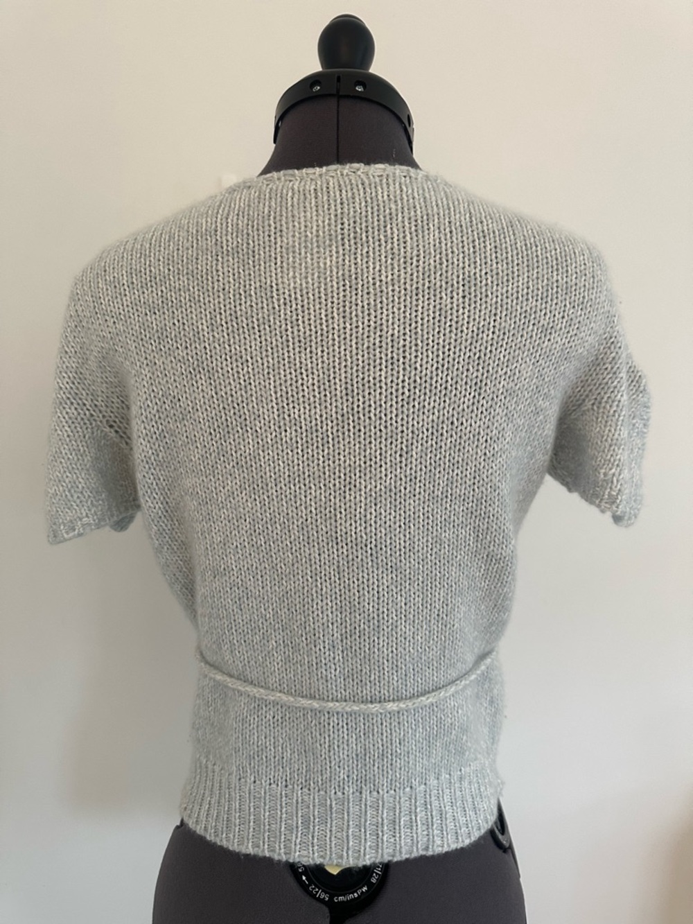Versace Light Blue/Gray Crewneck Short-Sleeve Knit with Waist Tie - Picture 4 of 5